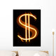 Gold Neon Dollar Sign Wall Decal
