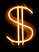 Gold Neon Dollar Sign Wall Decal
