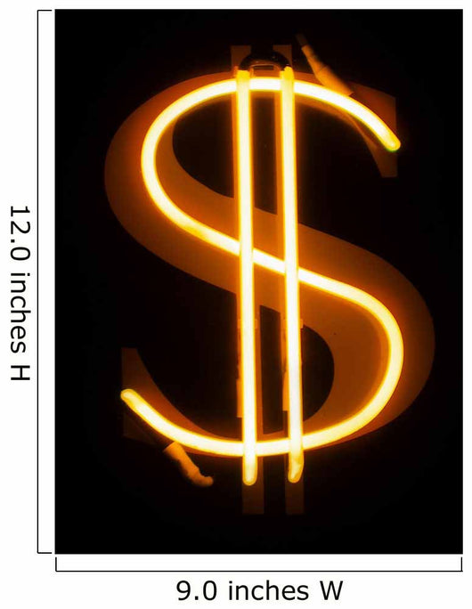 Gold Neon Dollar Sign Wall Decal