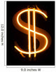 Gold Neon Dollar Sign Wall Decal