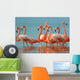 Flamingos Are Walking River Wall Decal