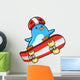 Penguin Skateboarding Vector Illustration Wall Decal