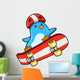 Penguin Skateboarding Vector Illustration Wall Decal