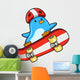 Penguin Skateboarding Vector Illustration Wall Decal