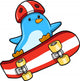 Penguin Skateboarding Vector Illustration Wall Decal