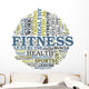 Fitness And Health Circle Word Cloud Concept Wall Decal