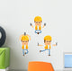 Set Funny Cartoon Builder Wall Decal