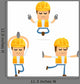 Set Funny Cartoon Builder Wall Decal