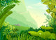 Amazon Jungle Trees And Mountain Illustration Wall Decal