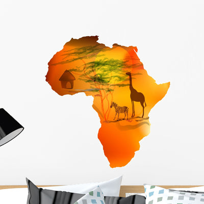Africa Wall Decal shown on a wall
