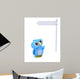 Cute Blue Bird Character and White Post Sign Wall Decal