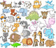 Cute Animal Vector Design Wall Decal Sticker Set Wall Decal