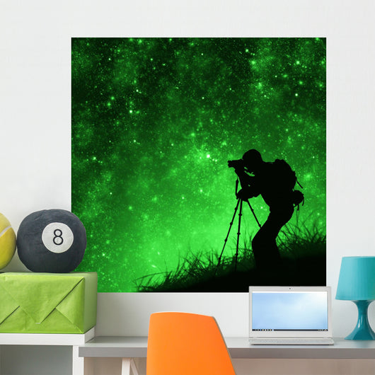 Silhouette Photographer Shooting Stars Wall Decal