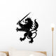 Black Heraldic Lion With Sword and Crown Wall Decal