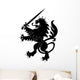 Black Heraldic Lion With Sword and Crown Wall Decal