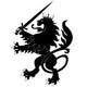 Black Heraldic Lion With Sword and Crown Wall Decal