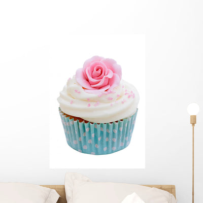 Rose Cupcake Wall Decal shown on a wall