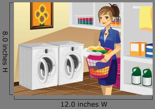 Housewife Doing Laundry Wall Decal