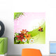 Springtime Flowers Pink Background Wall Decal