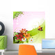 Springtime Flowers Pink Background Wall Decal