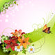 Springtime Flowers Pink Background Wall Decal