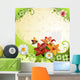 Springtime Flowers Yellow Background Wall Decal