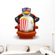 3D Penguin Eats Popcorn Wall Decal
