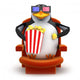 3D Penguin Eats Popcorn Wall Decal