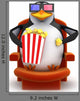 3D Penguin Eats Popcorn Wall Decal