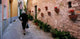 Old Lady Walks Up Wall Decal