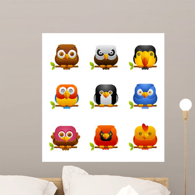 Bird Icons 1 Wall Decal shown on a wall