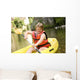 Canoeing Girl With Down Wall Decal
