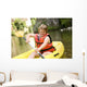 Canoeing Girl With Down Wall Decal