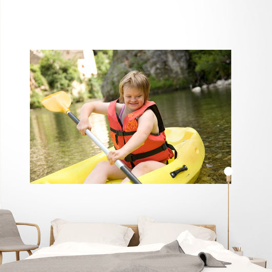 Canoeing Girl With Down Wall Decal