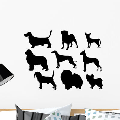 Dog Bree Silhouettes Wall Stickers Wall Decal shown on a wall