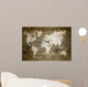 Grunge Wood World Map Wall Decal