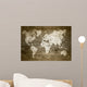 Grunge Wood World Map Wall Decal