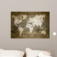 Grunge Wood World Map Wall Decal