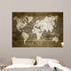 Grunge Wood World Map Wall Decal