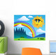 Landscape With Rainbow And Sun Illustration Wall Decal