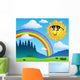 Landscape With Rainbow And Sun Illustration Wall Decal