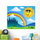 Landscape With Rainbow And Sun Illustration Wall Decal