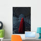 Woman Red Cloak Walking Wall Decal