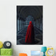 Woman Red Cloak Walking Wall Decal