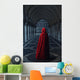 Woman Red Cloak Walking Wall Decal