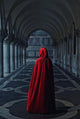 Woman Red Cloak Walking Wall Decal