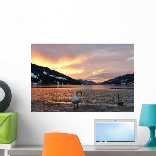 Schwane Im Winter Am Wall Decal