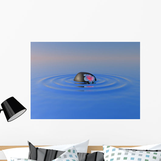 Floating Flower And Stone Wall Decal