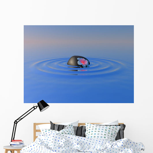 Floating Flower And Stone Wall Decal