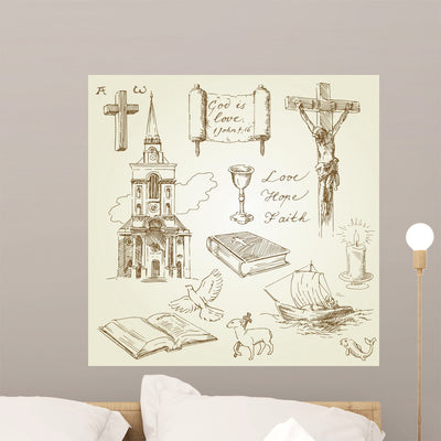 Christianity-Hand Drawn Collection Wall Decal shown on a wall